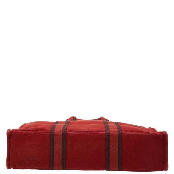Hermes Foul Tote MM Bag Handbag Red Canvas Women's HERMES - Picture 3 of 9